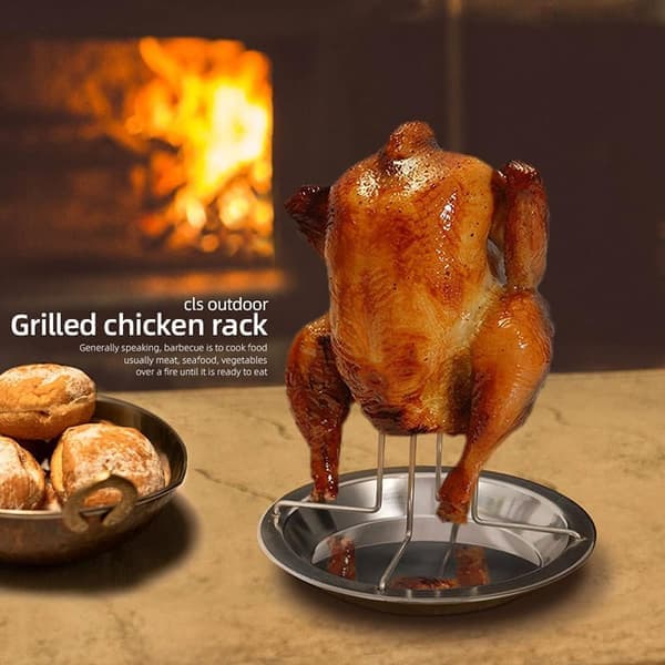 Kyllinggrillstativ, Kyllinglårholder, Kyllingholder i rustfritt stål, Non-Stick Kylling Kalkun Stekepanne Grillbakeform