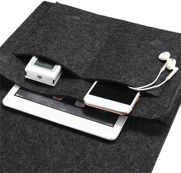 Sengeopbevaringspose til tæpper med lomme, hængende mobiltelefonopbevaringspose til seng, sofa, skrivebord