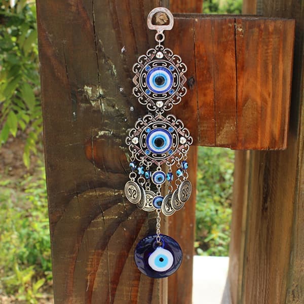 Evil Eye Bil Bakspeil Anheng Tilbehør, Blå Evil Eye Bilpynt Lucky Bil Dekor Anheng for Bakspeil, 22CM