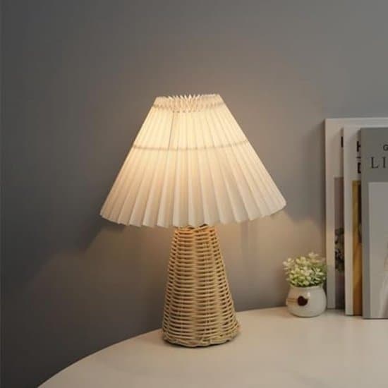 Cute Small Table Lamp, Rattan Bedside Lamp, Modern Bedside Lamp for Bedroom and Home Office Decor – Mini Bedside Lamp