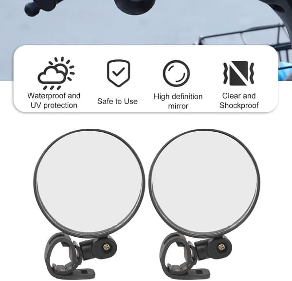 8 cm New Upgraded Version Motorcycle Rearview Mirrors - Wide Angle Convex Rearview Mirror, Durable and Adjustable, One Pair