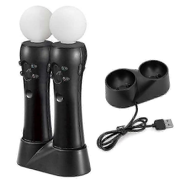 Til PS4 VR Move Motion-controllere med dobbeltoplader - Forbedret VR-gaming (controller medfølger ikke)