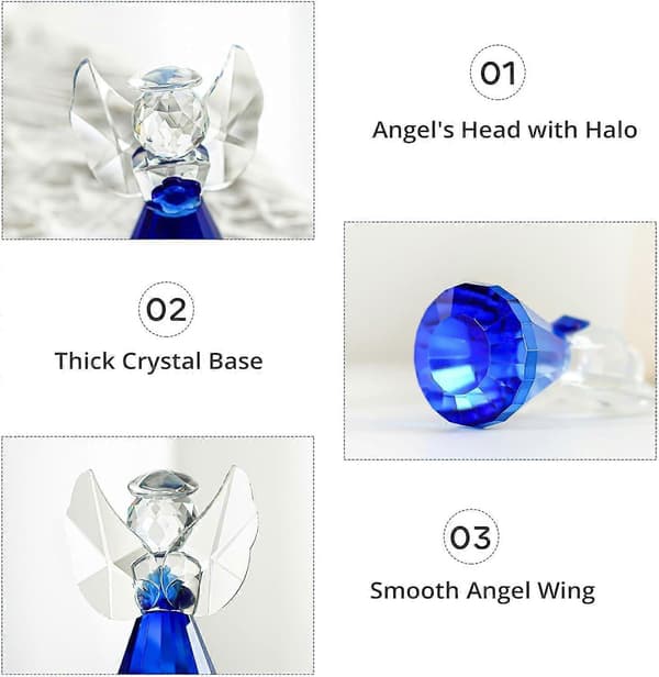 Blå Krystal Engelfigur, Glas Skytsengel Statue Gaver til Kvinder, Kunst Samlerobjekter til Boligindretning blue