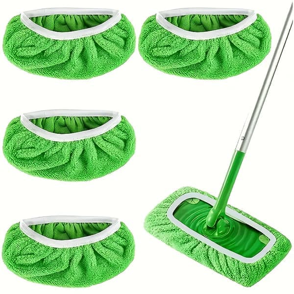 Reusable Microfiber Mop Pads, 7-Pack for Wet and Dry Cleaning Green 7 pcs