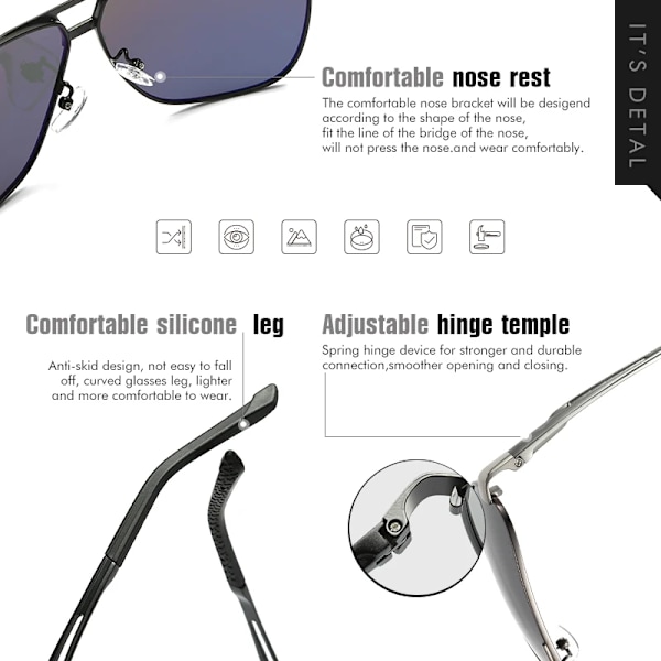 Topp Aluminium Magnesium Fyrkantiga polariserade fotokromatiska solglasögon Herr Solglasögon Militär säkerhet Körning Oculos De Sol Masculino Blackgold