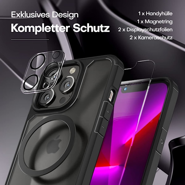Anti-gul chockfodral 360 grader iPhone 13 Pro Max skyddande fodral - svart