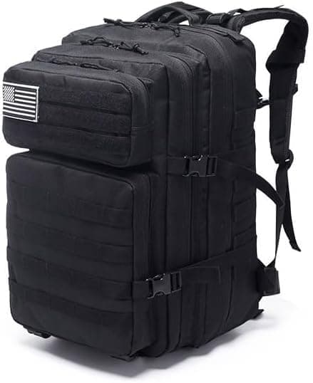 Tactical Outdoor Backpack, Large Capacity Camouflage Backpack Suitable for Mountaineering, Hiking, and Camping (Black Camouflage)