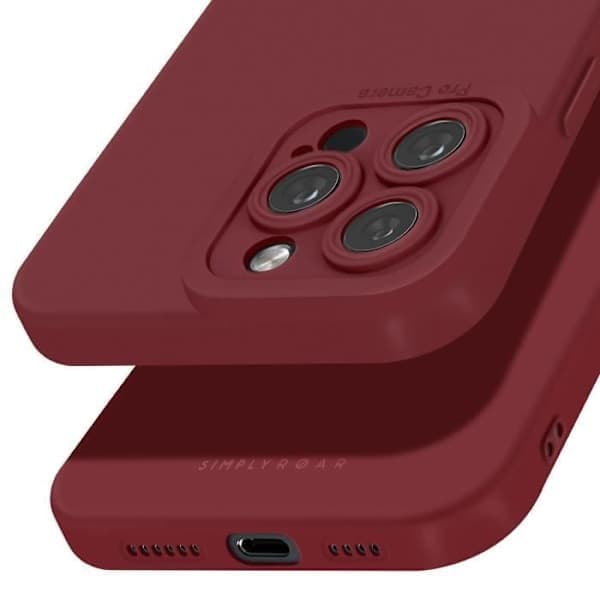 iPhone 16 Pro-deksel Matt Silikon Myk Kamerabeskyttelse Burgunder