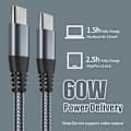 USB-C Charging Cable 60W Fast Charging, Compatible with iPhone 15/Plus/Pro Max, Samsung Galaxy S24/S23/S22, Pixel 7 Pro Grey 3m Grey 3m