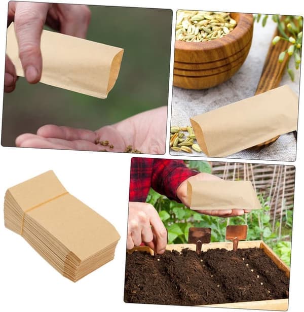 100-pack papperspåsar - mini kraftpapperspåsar - 10x6 cm - rivtåliga - kraftpappersfröpåsar