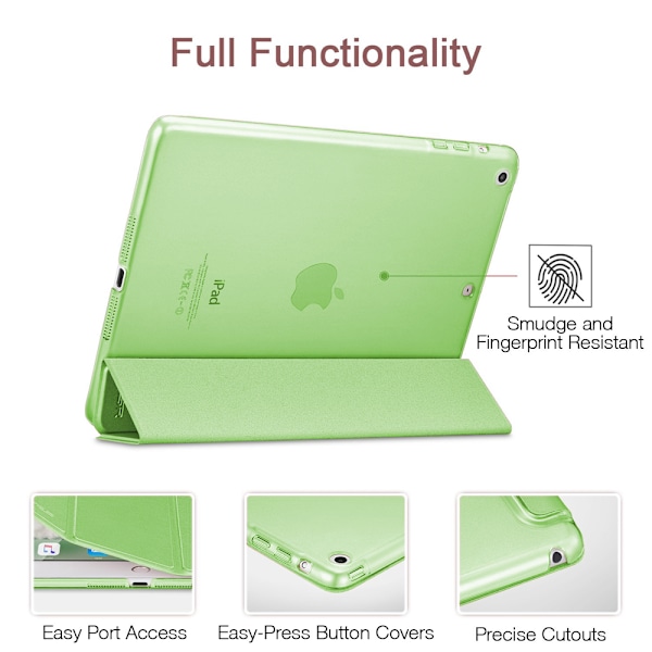 Smartfodral för iPad Air 2, Smartfodral genomskinligt frostat bakre magnetiskt fodral med automatisk sömn-/väckningsfunktion