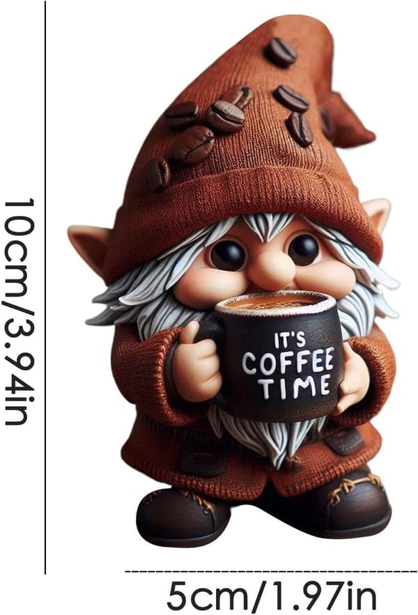 Handmade Coffee Gnome Statue - Kitchen Counter Decor for Coffee Lovers, Unique Gift for Home & Cafe