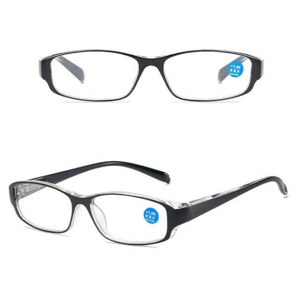 Anti-Blue Light Läsglasögon Fyrkantiga glasögon SVART Black Strength 350 Black Strength 350