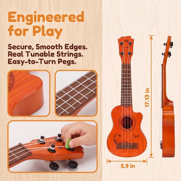 Raimy 17-tums 4-strängad ukulele-leksaksgitarr för barn i åldern 3-6 år
