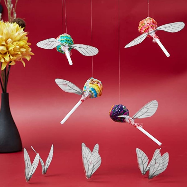 Dragonfly Wing Charms konstgjorda fjärilsvingar Smycken Charms Örhängen Hänge för smyckestillverkning, 70 st Rosa