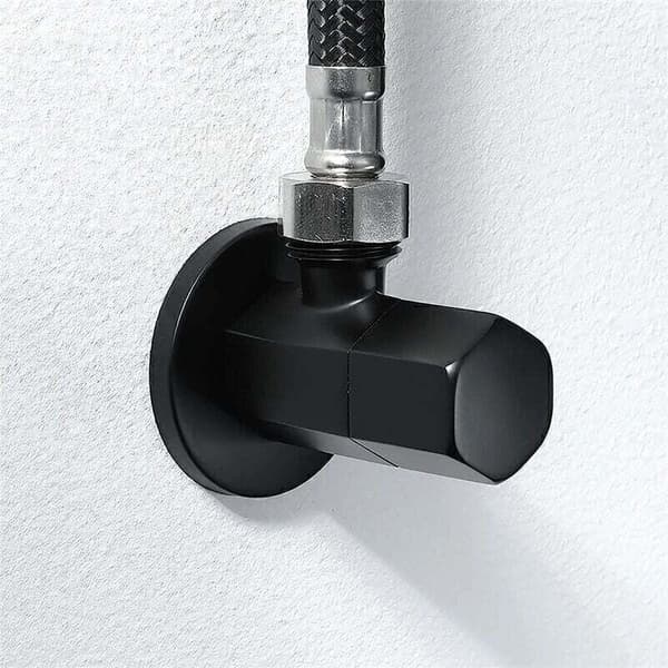 Black Brass Toilet Shut-off Valve G1/2\" Triangular Faucet Shut-off Valve for Shower Head Bathroom