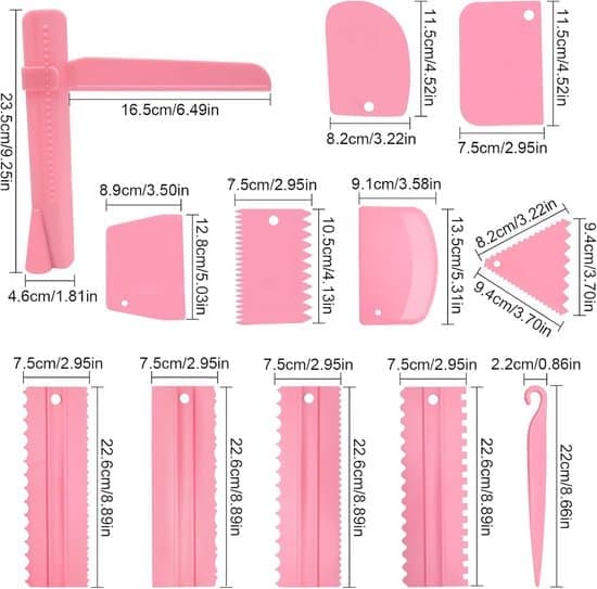 Cake Decorating Set - Cake Scraper Set - Adjustable Cake Scraper - 12 Pieces - Plastic Baking Tools - Cake Edge Smoother - DIY Cake Decoration