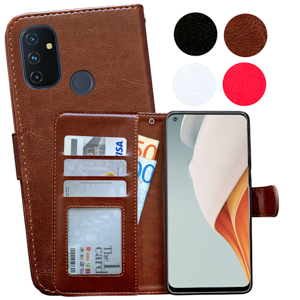 OnePlus Nord N100 - Läderfodral / Skydd Svart Svart