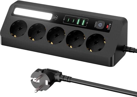 High-Power Power Strip, Extension Cord with Expansion Function, Triangular Extension Cord for Desktops and Wall Corners, Touch-Activated Night Light
