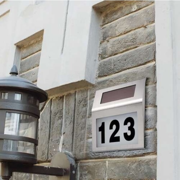 Husnummerskylt med LED - Skylt till Hus / Husnummer - Solcell