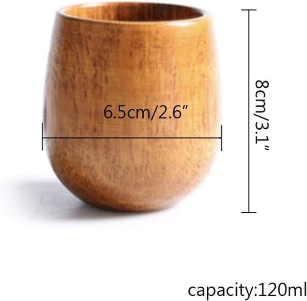 Naturlig trekopp Solid tremugg for te, kaffe, vann, melk, juice, drikke, ca. 120 ml