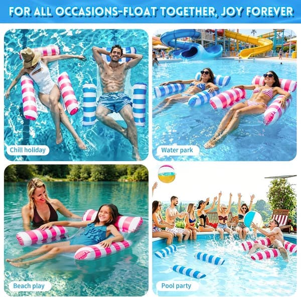 4-in-1 Inflatable Pool Float for Adults Water Hammock Saddle Lounge Chair & Drifter Portable Float for Pool Lake & Beach 2pcs