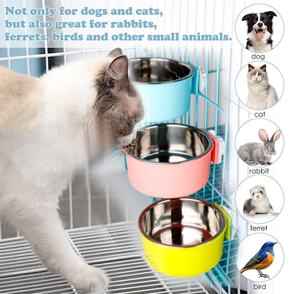 Crate Hundskål Avtagbar Rostfritt Stål Vattenmat Skål Bur Foderkopp