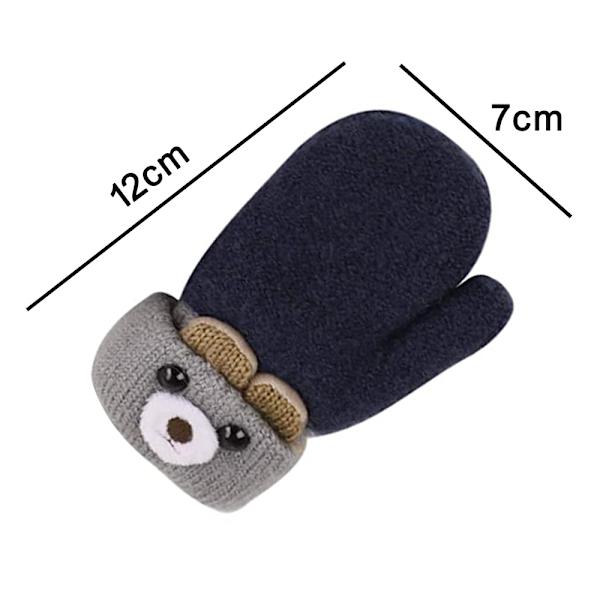 Barn Fleece Fodrade Stickade Vantar för Baby Toddler Pojkar Flickor Vinterhandskar Stickade Tjocka Termiska Handskar blå