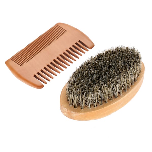 Män Skägg Mustasch Oval Borste Kam Ansikts Skägg Rakning Rengöring Grooming Kit