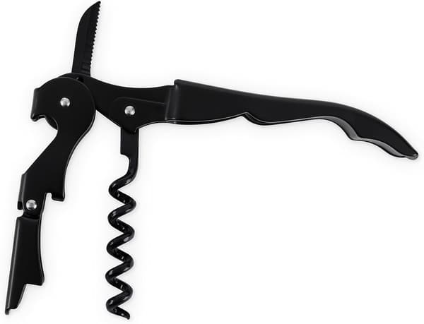Double-Hinged Waiter's Corkscrew Matte Black Wine Bottle Opener with Foil Cutter Wine Key