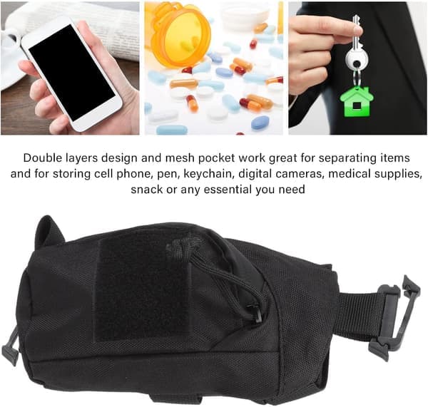 Tactical Accessory Pouch Backpack Shoulder Strap Bag with Zipper Pocket Multifunctional EDC Tool Pockets Shoulder Strap Attachment Zipper Pocket