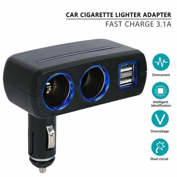 12V Bil Cigarettändaruttag Adapter Dubbel USB Dubbel Q2D3 Splitter Snabbkoppling