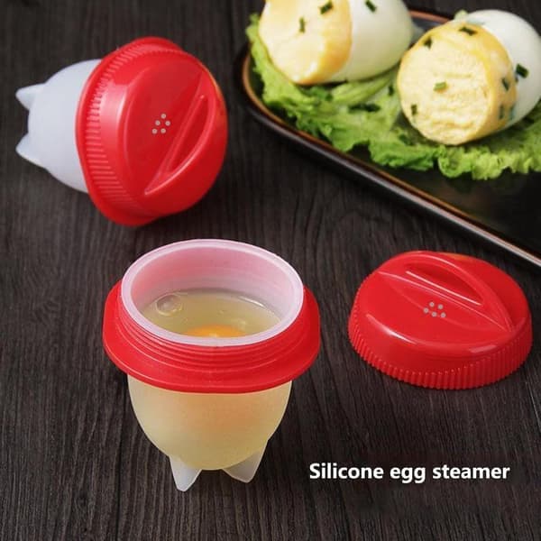 Egg Cooker 6-Piece Shell-Free Egg Cooker Set Non-Stick Easy to Clean Multifunctional Egg Cooker Set White.