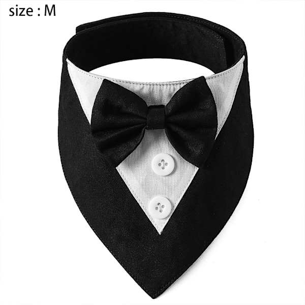 Formell hundbröllopsbandana hundhalsband med fluga födelsedagskostym justerbar husdjursfest Tux，SVART