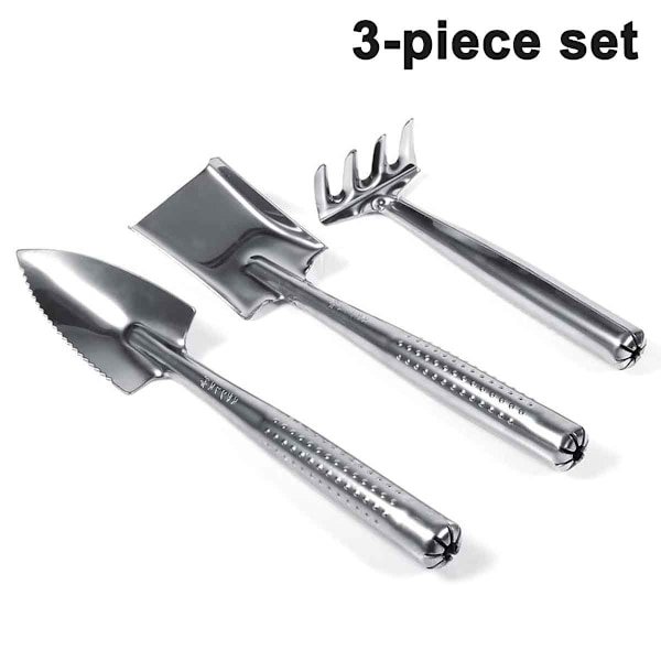 Set med 3 miniträdgårdsverktyg, liten handhållen spade, spade, kratta, trädgårdsset, barns leksak för suckulenter, kaktus, örter, växter