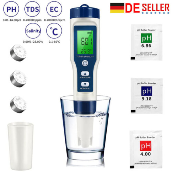 Digital PH-värde + TDS-EC Vattenmätare Testare Mätare Akvarium Pool Testare PH0~14; Digital Vatten Testare PH-värde Testare Klor Mätare Mätare