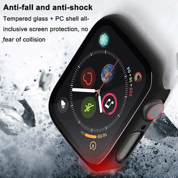 Kompatibelt Apple Watch Series 5 / Series 4 Fodral 40 / 44mm med Härdat Glasskydd, 360 ° Allround Skyddande Fodral Ultra Tunn