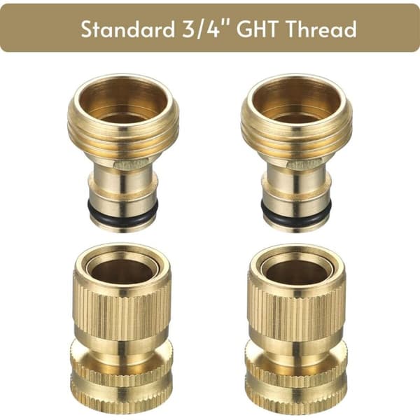 Quick Connect Garden Hose - Quick Connectors for Garden Hose, Solid Brass Quick Connect Water Hose, 3/4\" GHT, 2 Set