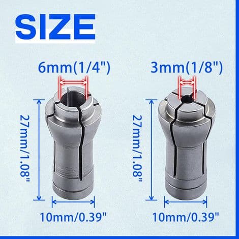 4 stk. spennhylseadapter for benksliper, lite spennhylsesett 1/4 til 1/8, spennhylseadapter