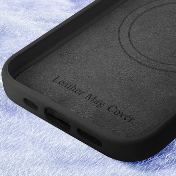 MagSafe Fodral för iPhone 16 Pro i högkvalitativt veganskt läder svart - AVIZAR - Halvstyvt - Blankt - Blandat Svart