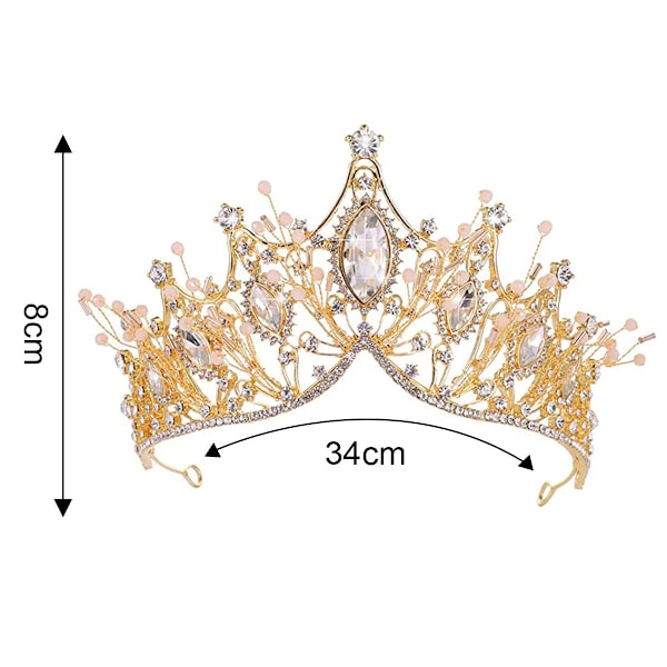 Drottningkrona gotisk strass bröllop tiaror och krona för brud handgjord kristallhårband tiara för kvinnor – bröllop Halloween Faire-guld