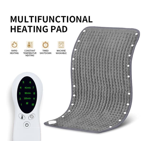 Elektrisk varmeteppe 50x100cm med 10 temperaturinnstillinger og 3-trinns timer, knappdesign