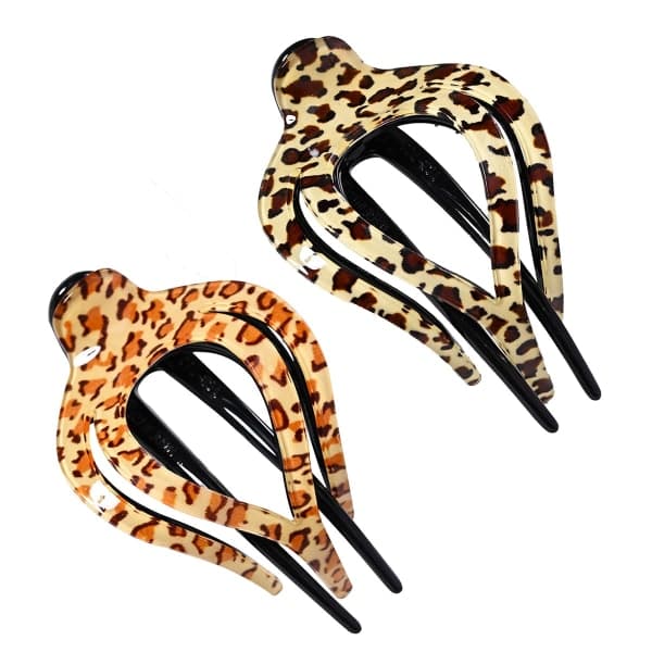 Hjerteformede hårspenner, trendy hestehaleholdere, fine hårspenner for kvinner (leopard) 1 stk (2-pakning) Leopard Leopard
