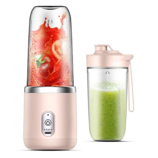 Juicer, Fruit Press, Portable Citrus Press - 6 Blades - USB Charging - Pink