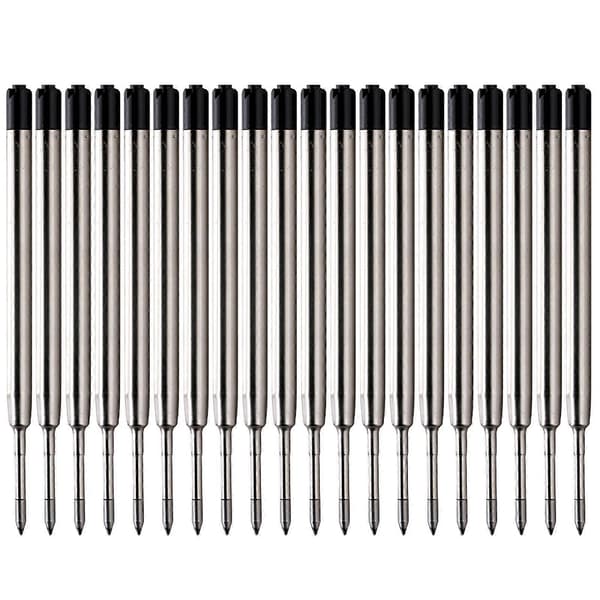 20 st 9,9 cm Medium Point Svarta Bläck Kulspetspennspatroner för Parker Pennor Black