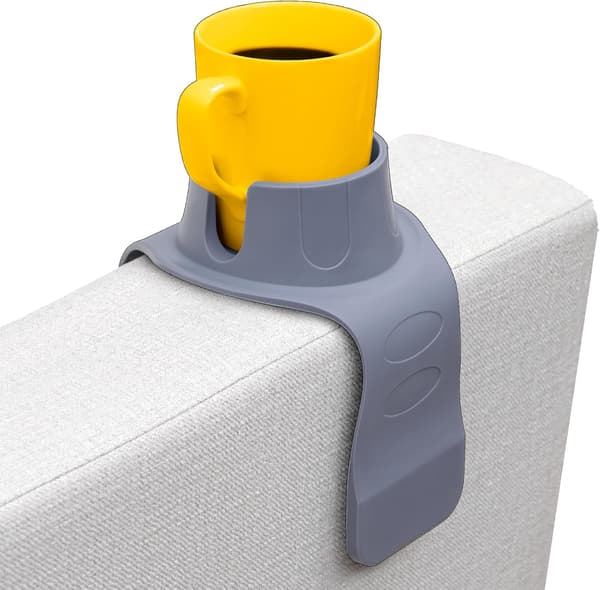 Koppholder - Koppholder til sofaen - Armleneorganisator - Silikon, Lat armlene koppholder - Kaffekoppholderdeksel (grå - 42*14.5*9)