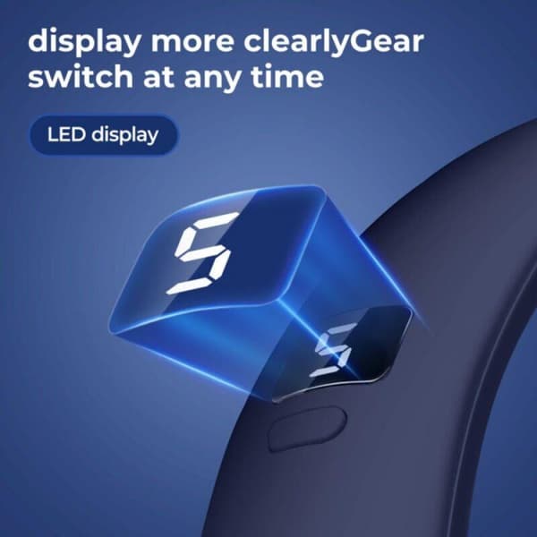 Bærbar bladløs ventilator – Digitalt display – 5 justerbare blæserhastigheder – USB-C-opladning – Blå