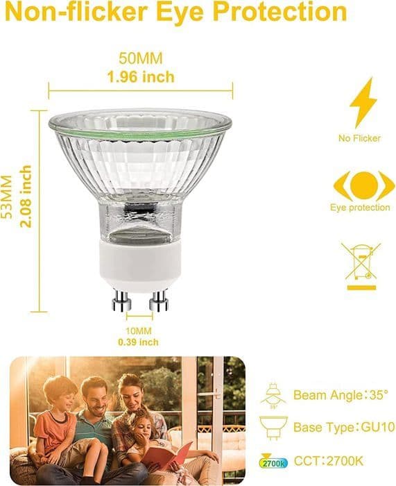 GU10 35W Bulbs, GU10 Halogen Bulbs, AC 230V 35W Spotlights, 6-Pack