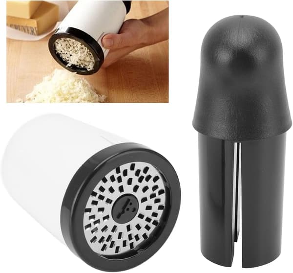 Rotary Cheese Grater with Non-Slip Handle and Removable Top.