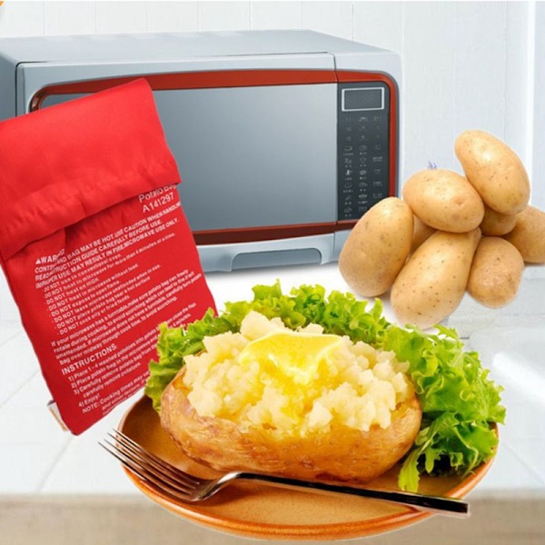 4 st potatispåsar för mikrovågsugn, bakad potatispåse, mikrovågsugnspåse för potatis, mikrovågsugnskokning av potatis, mikrovågsugnspåse